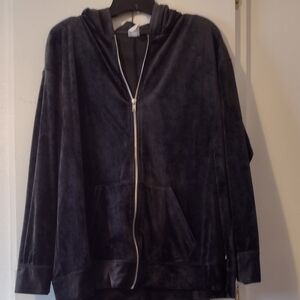 Lane Bryant LIVI Velor Black Zip-Up Hoodie
